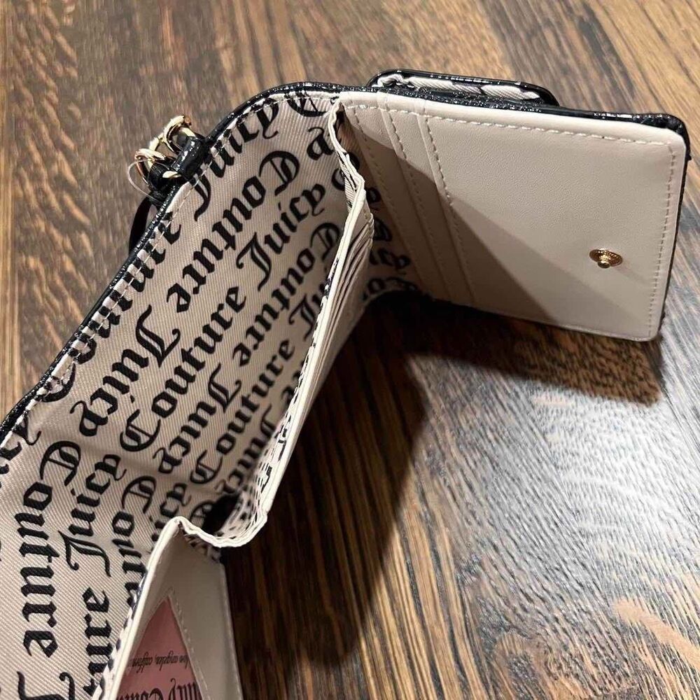 juicy couture enchanted mini envelope flap wallet in black liquorice (NWT) - Picture 4 of 5